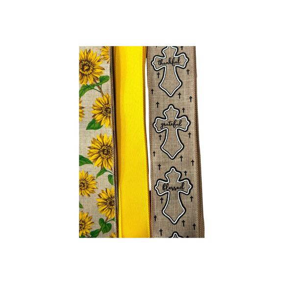 Happy Harvest Wreath Kit, DIY Fall Decor Sunflower Sign Autumn Ribbon Bundle Set - Picture 5 of 5